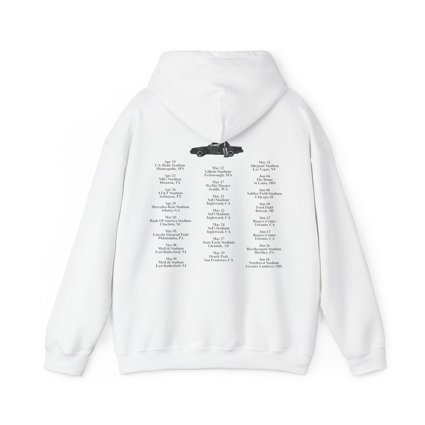 Kendrick Lamar Merch - GNX Tour Merch Exclusive White Tour Dates Hoodie