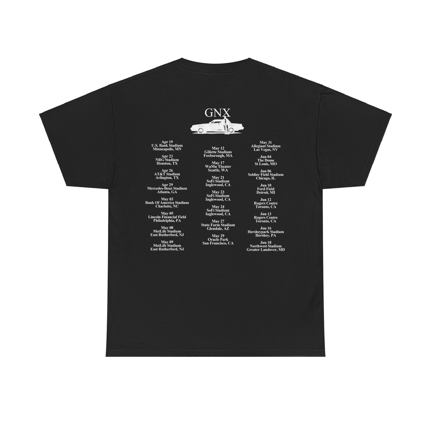 Kendrick Lamar Merch - GNX Tour Merch Signature Black Tour Dates Tee