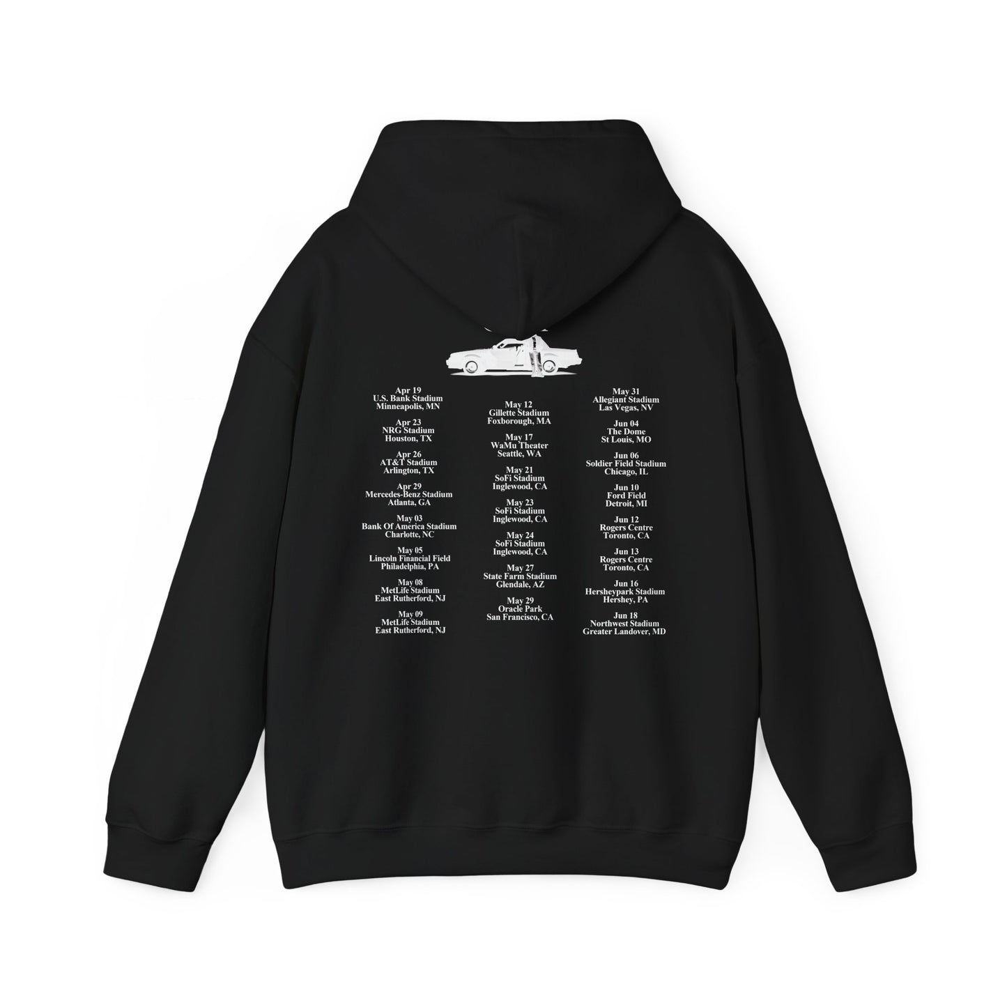 Kendrick Lamar Merch - GNX Tour Merch Exclusive Black Tour Dates Hoodie